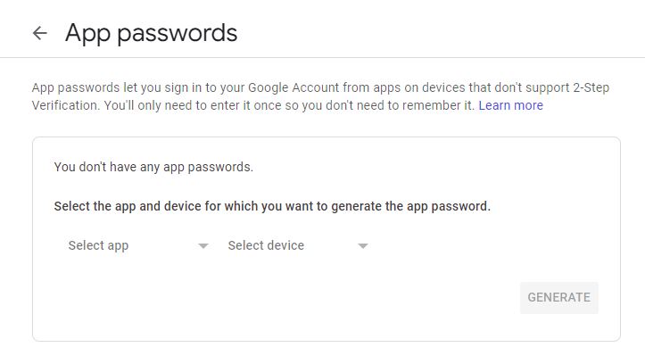 App Passwords