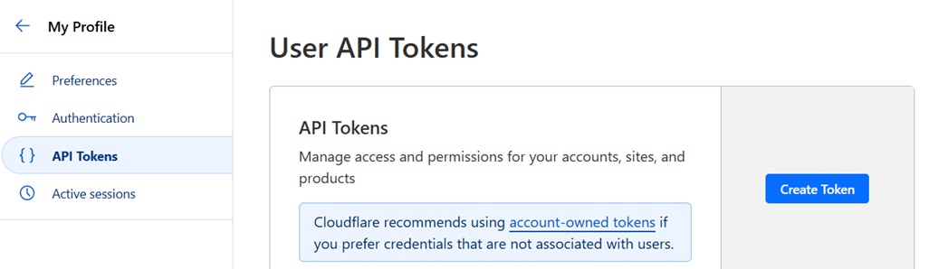 Cloudflare: Create Token