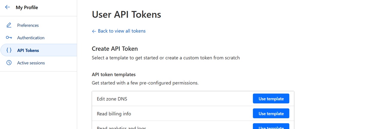 Cloudflare: Select Template