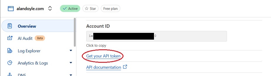 Cloudflare: Get API Token
