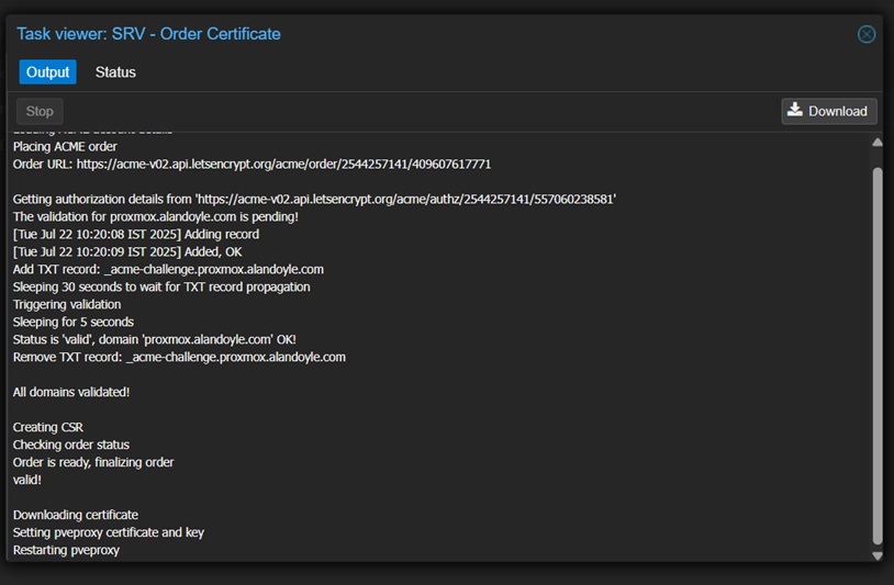 Proxmox: Generate Production Certificates