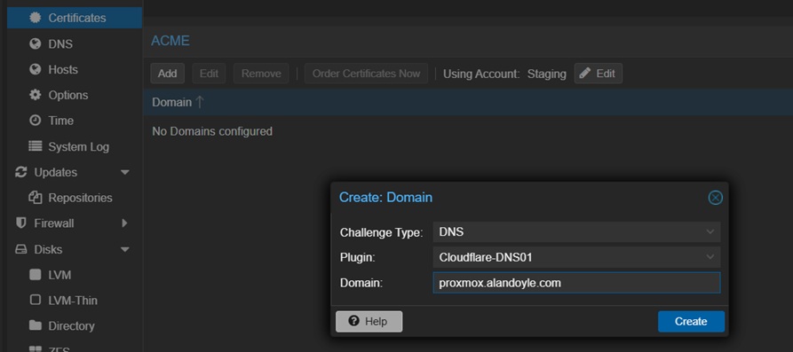 Proxmox: ACME Certificates